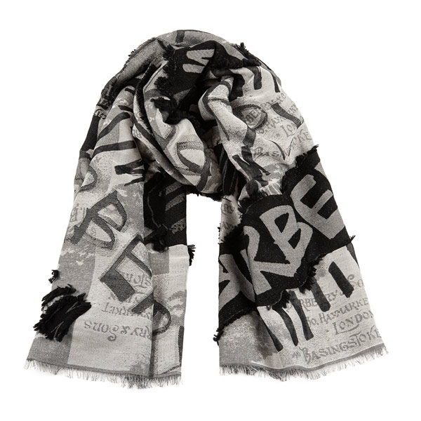 BESCHRIFTET: Grau-schwarzes Tuch mit Burberry-Schriftzug von Burberry