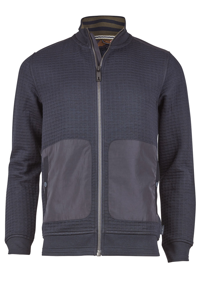 Passt einfach immer: die dunkelblaue Stoffjacke mit Struktur von Ted Baker